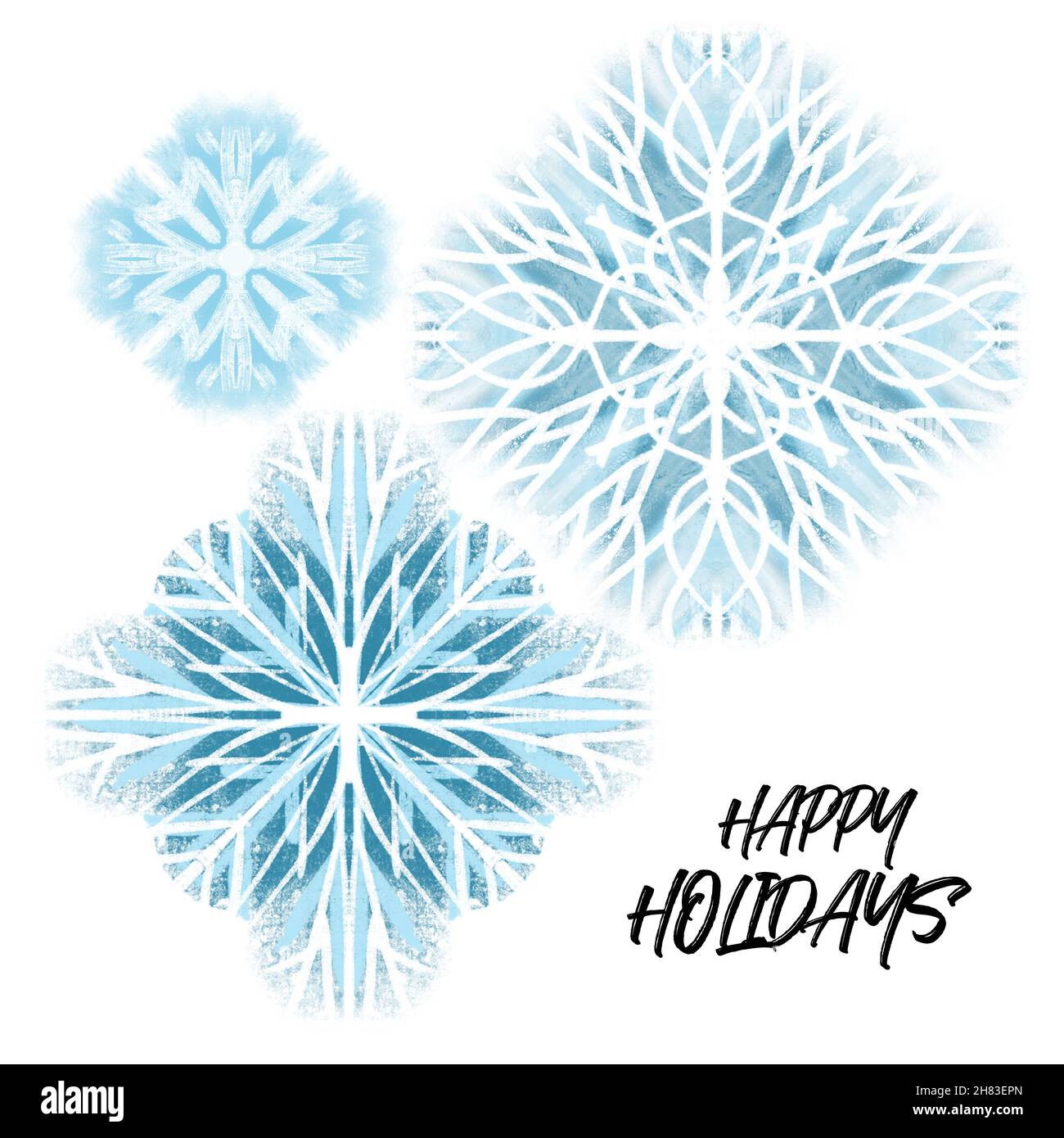 Snowflake illustration in blue color isolated on white Stock Photo - Alamy