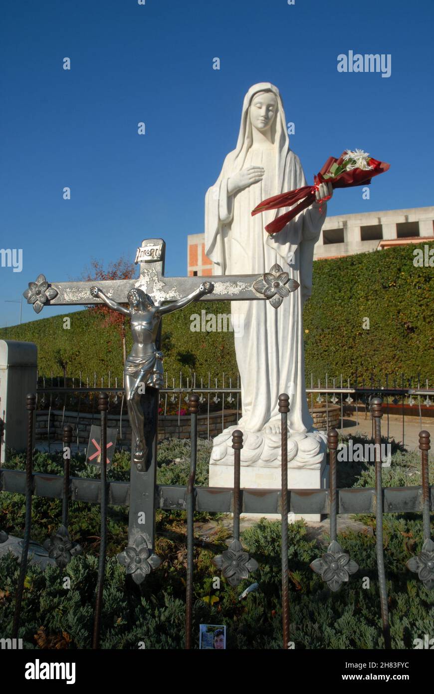 Statue of Virgin Mary, Queen of Peace, in front of Medjugorje Catholic