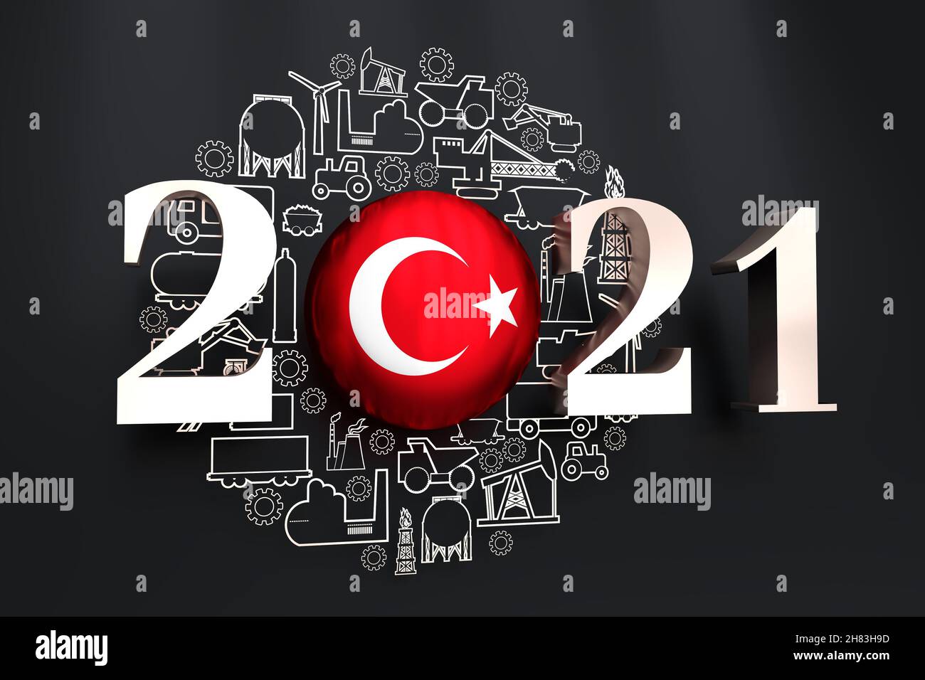 Concept of industrial plant and manufacture building. Energy generation ...