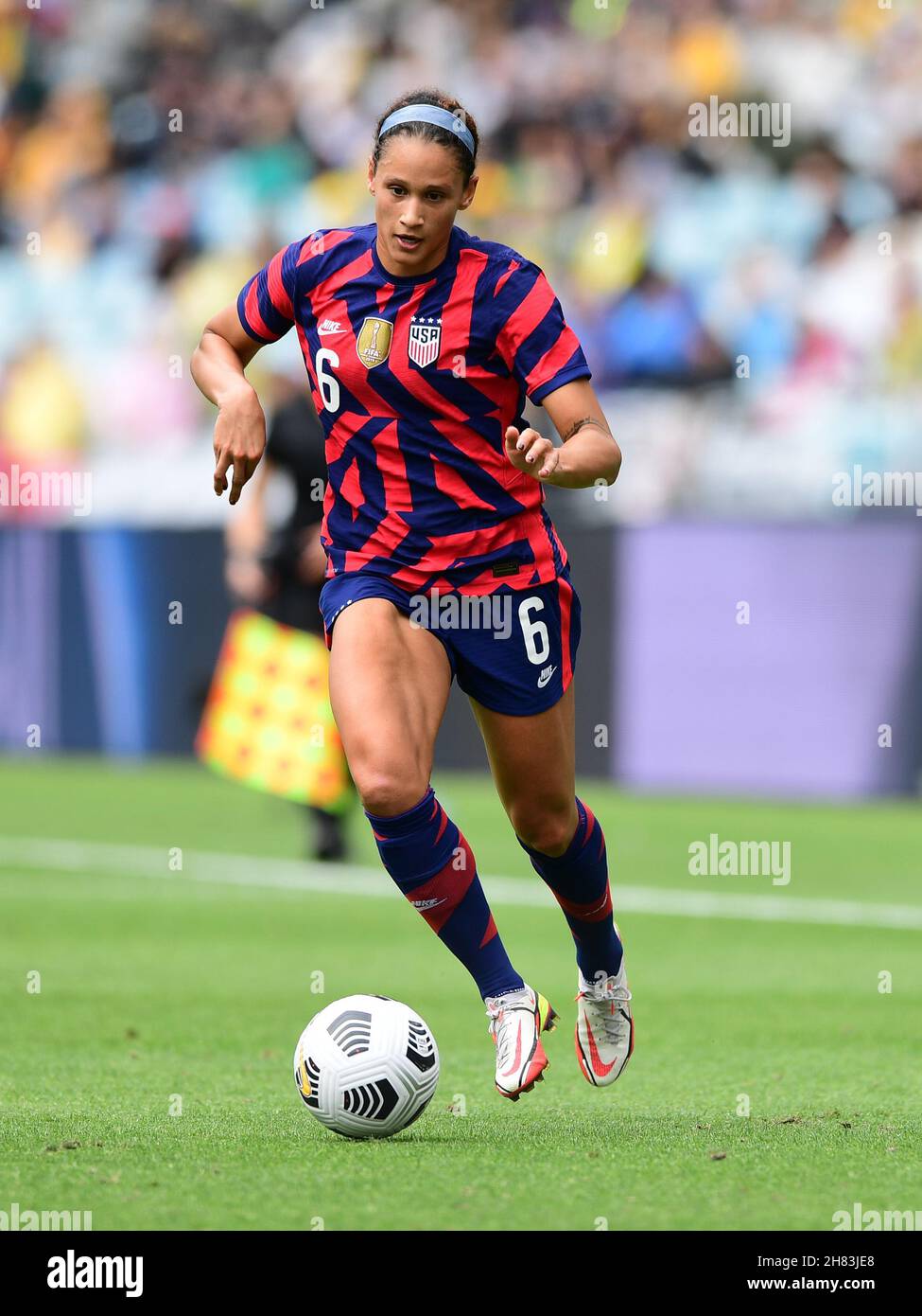 Sydney Olympic Park, Australia. 27th Nov, 2021. Lynn Williams of United  States women's national soccer team in action during the Friendly Match Game  between Australia women's national soccer team (Matildas) and United