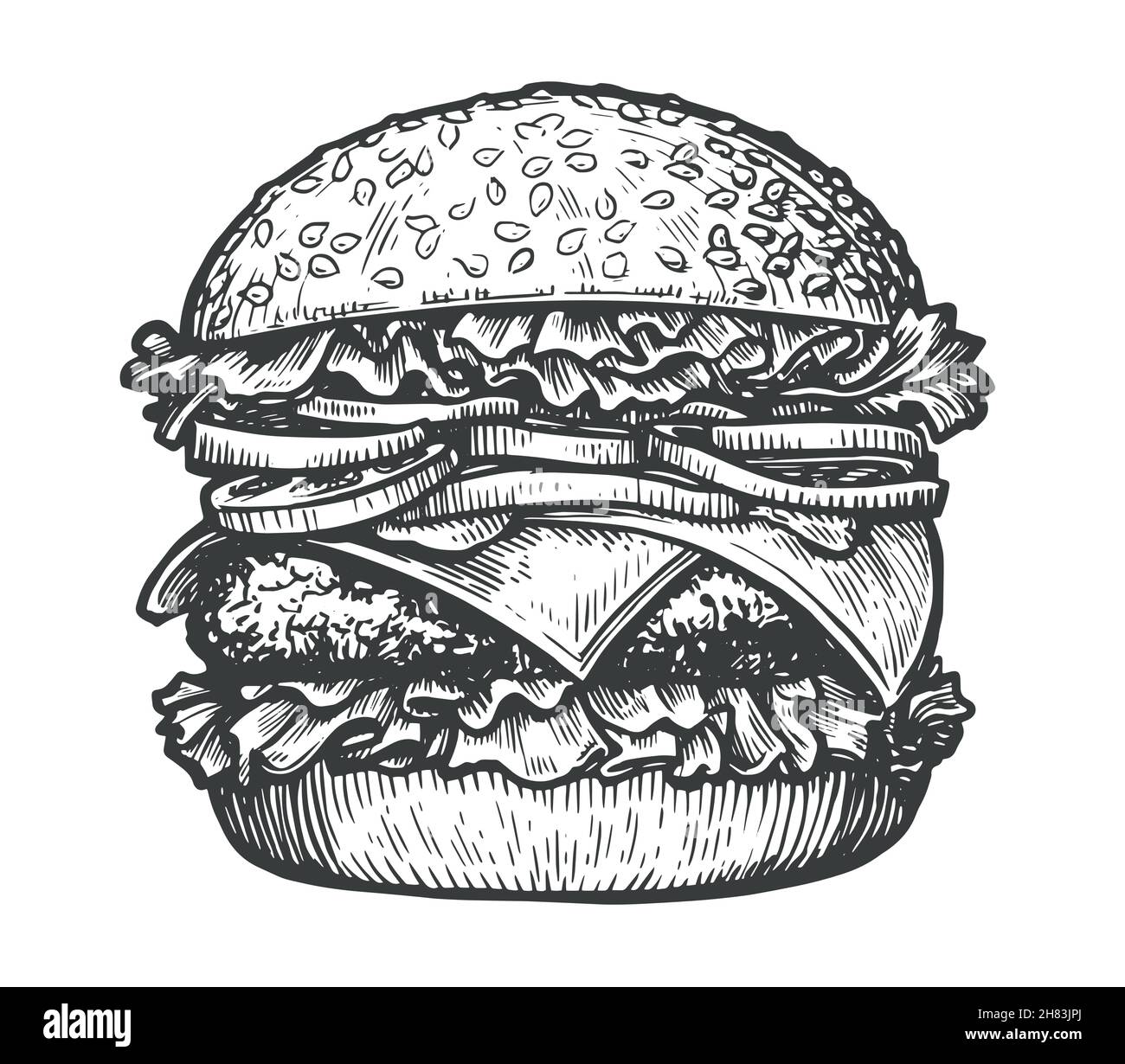 Hand drawn burger. Fast food sketch vector illustration Stock Vector Image  & Art - Alamy