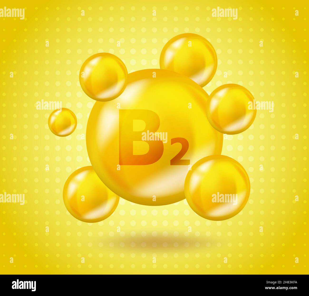 Realistic Vitamin B2 Riboflavin design. Yellow nutrition illustration