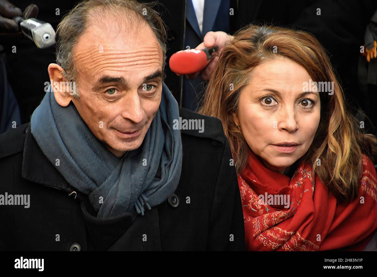 Éric Justin Léon Zemmour and municipal councilor RN Jeanne Marti seen in  the Panier district in Marseille. French far-right media specialist Eric  Zemmour, who is due to announce his candidacy for the