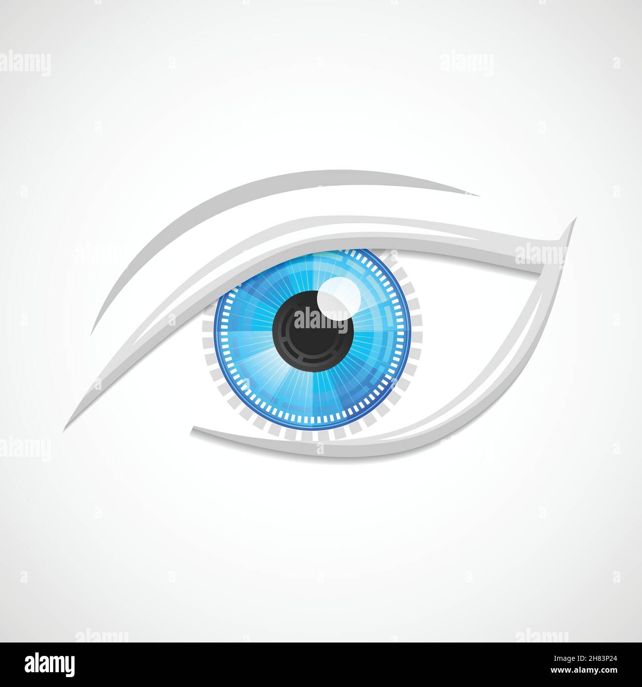 Decorative cyber robot digital hi-tech look vision optic emblem isolated vector illustration. Stock Vector