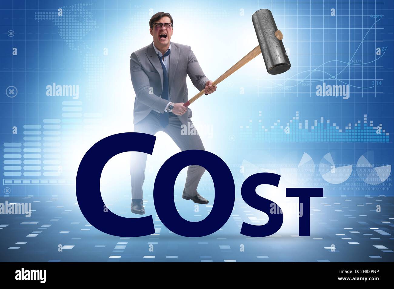Cost optimisation concept with the falling costs Stock Photo Alamy