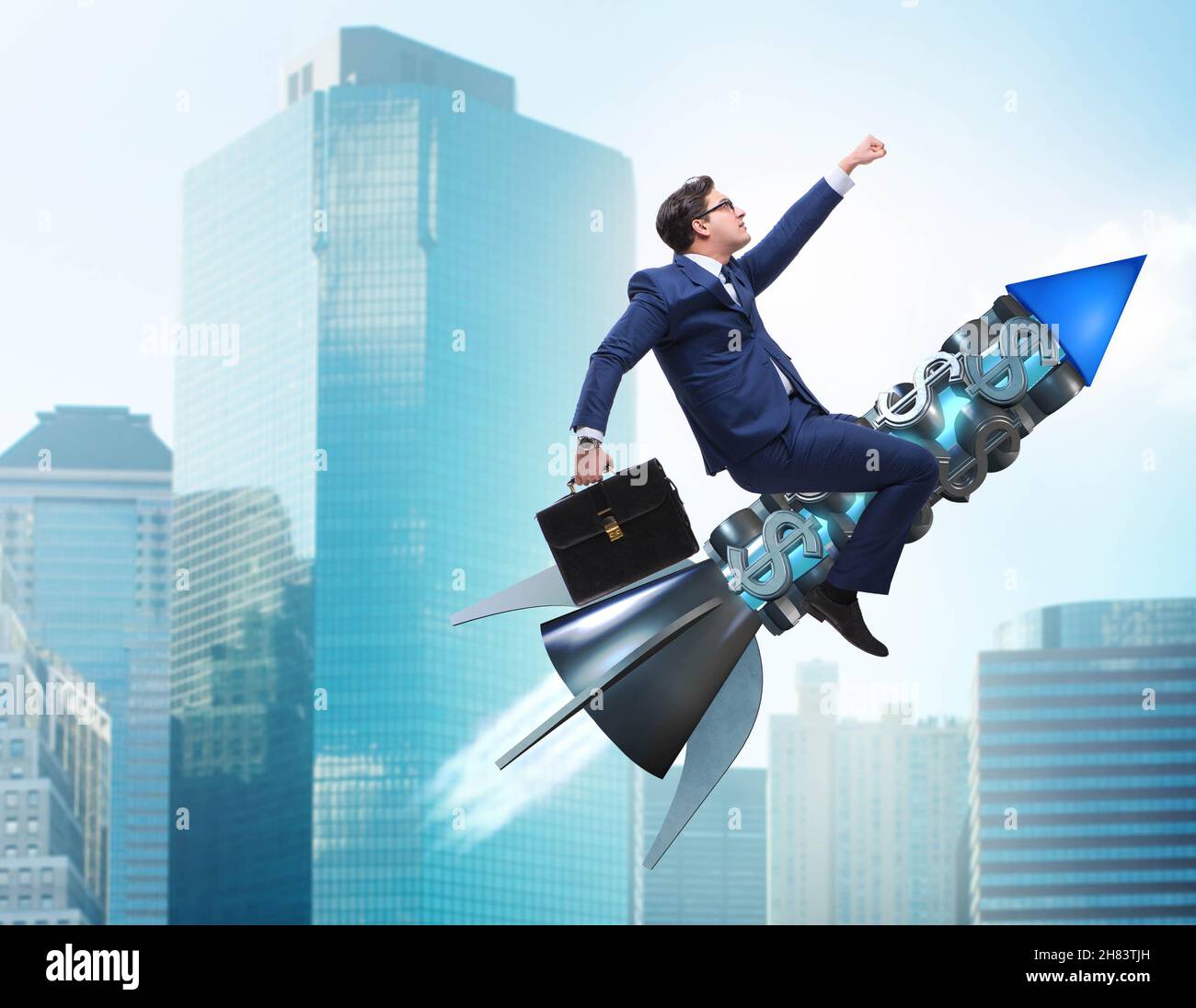 The businessman in start up business concept Stock Photo - Alamy
