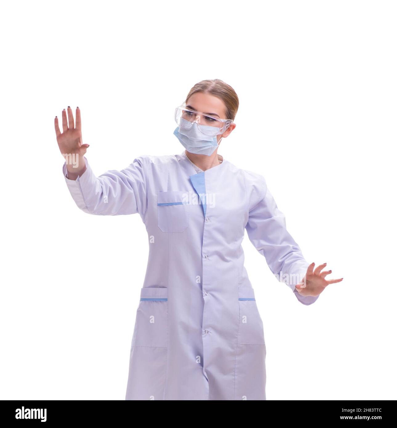 The young woman doctor isolated on white background Stock Photo - Alamy