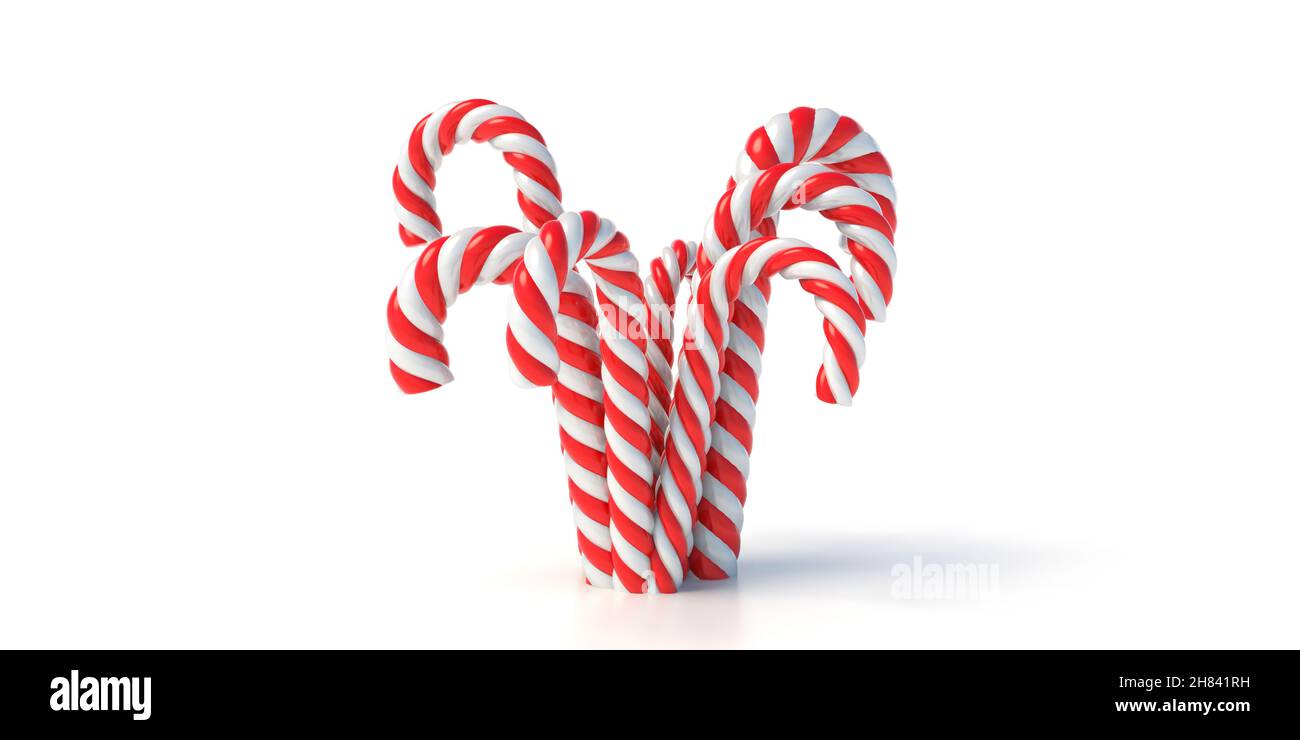 Christmas candy canes bunch isolated on white background space Merry