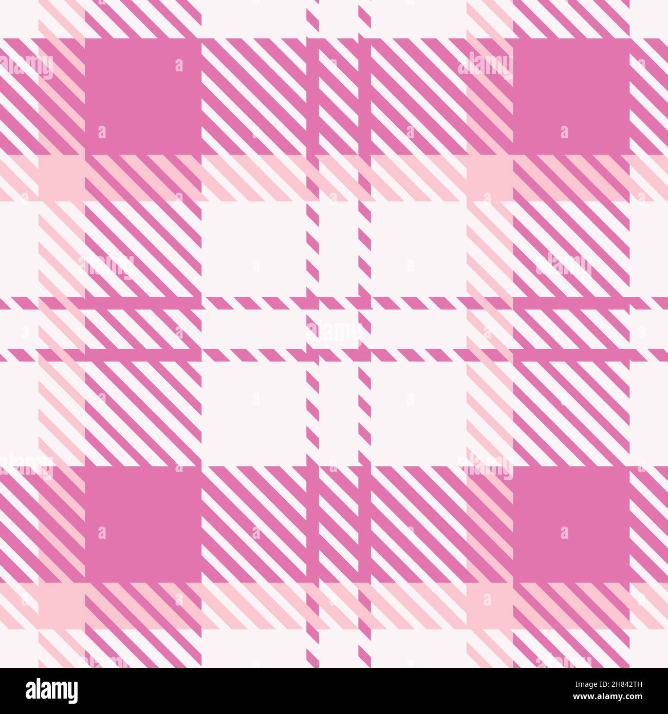 Girly pink seamless plaid vector pattern. Gingham bright color checker ...
