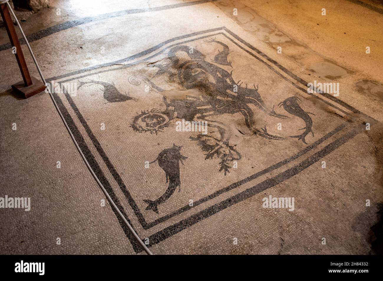 Triton in the apodyterium, Terme Urbane Femminili or Womens baths, Ercolano, Roman ruins of Herculaneum, Naples, Italy Stock Photo