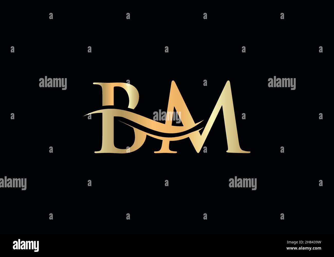 Initial linked letter BM logo design. Modern letter BM logo design vector with modern trendy Stock Vector