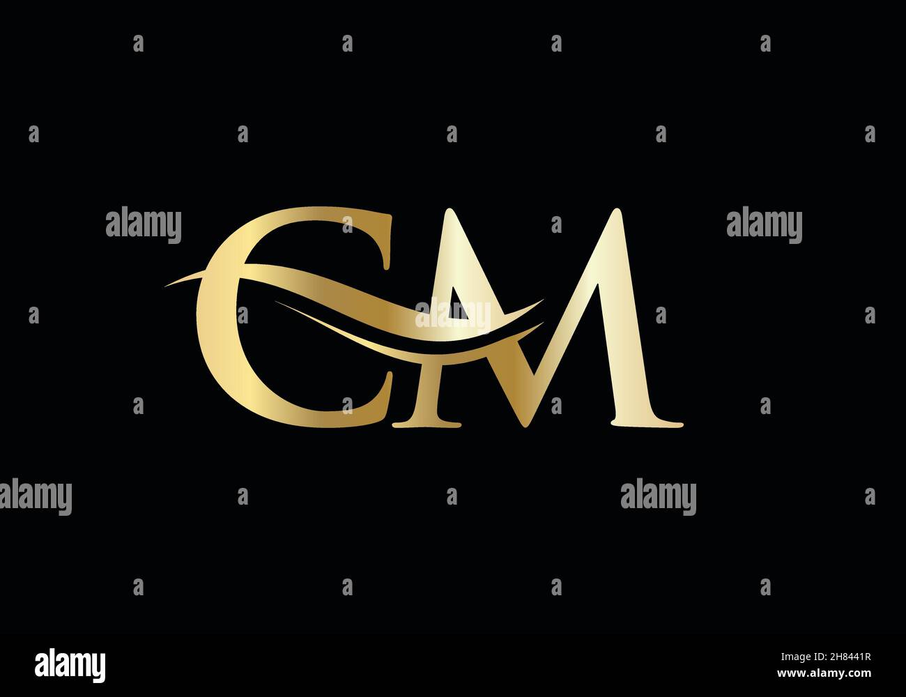 CM Logo design vector. Swoosh letter CM logo design Stock Vector