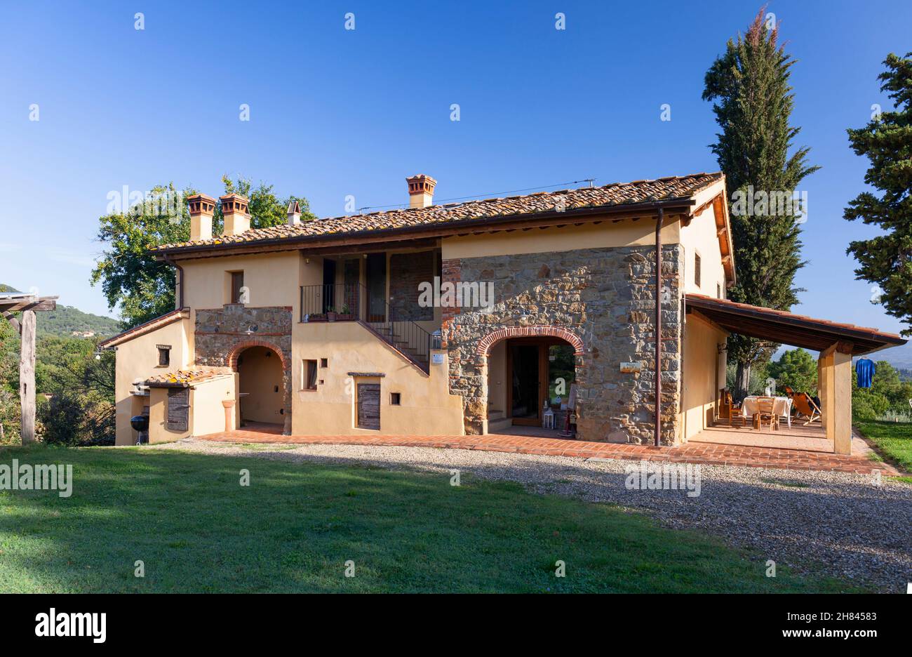 Europe, Italy, Tuscany, Near San Michele, Poderaccio Organic Farm showing Luxury Flats for Rent Stock Photo