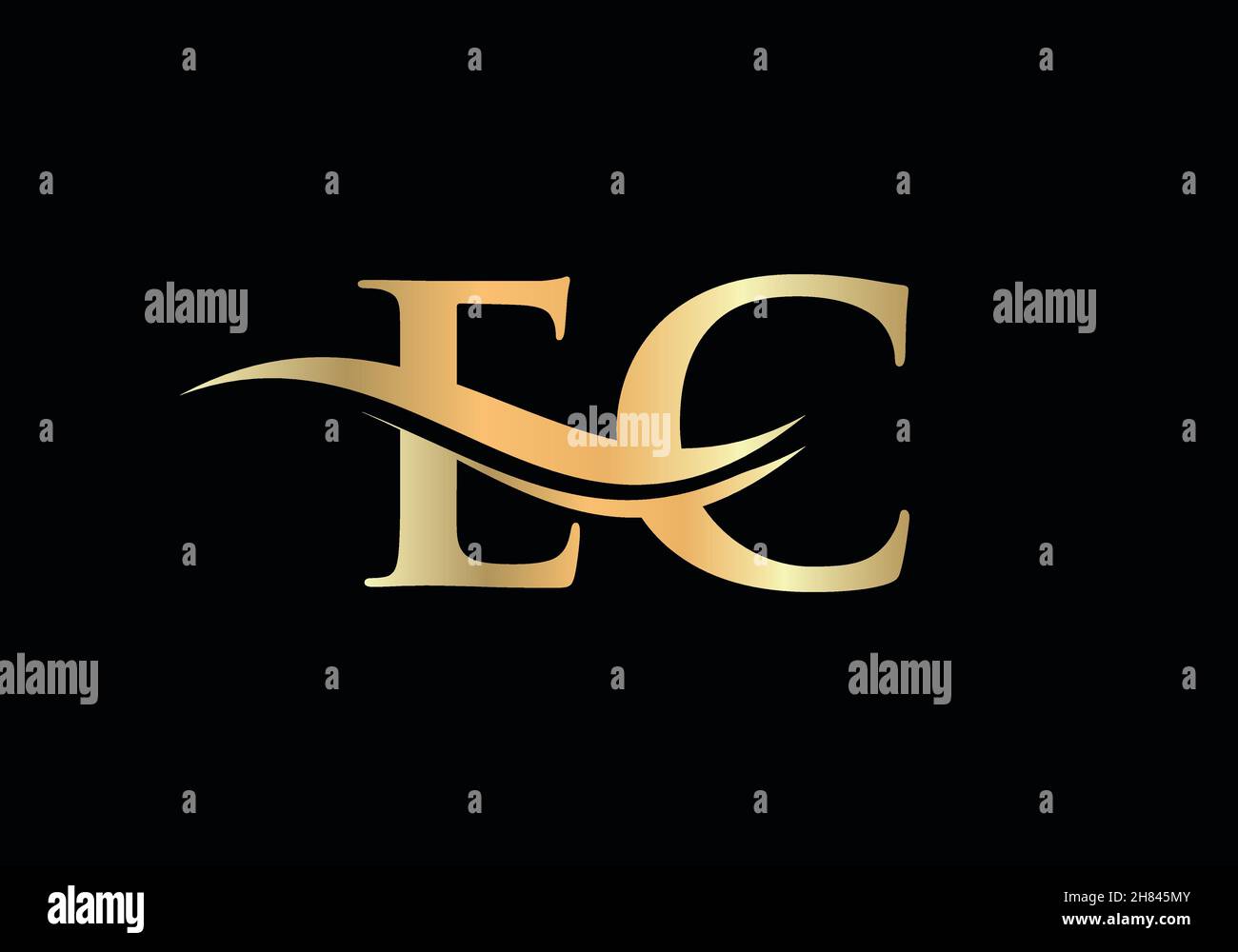 Initial Gold letter EC logo design. EC logo design with modern trendy Stock Vector