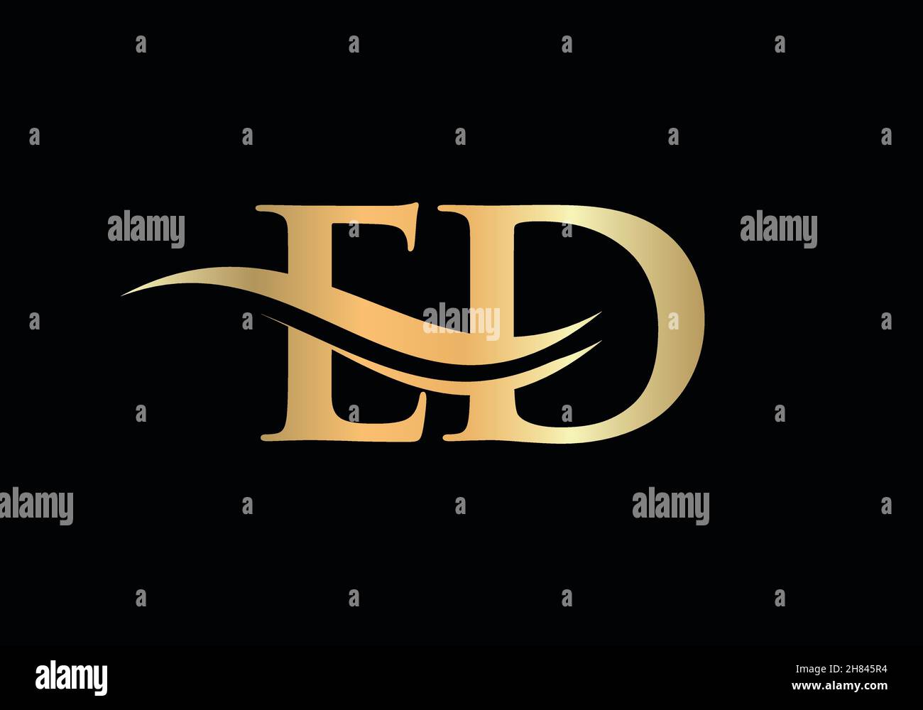 Gold ED letter logo design. ED logo design with creative and modern