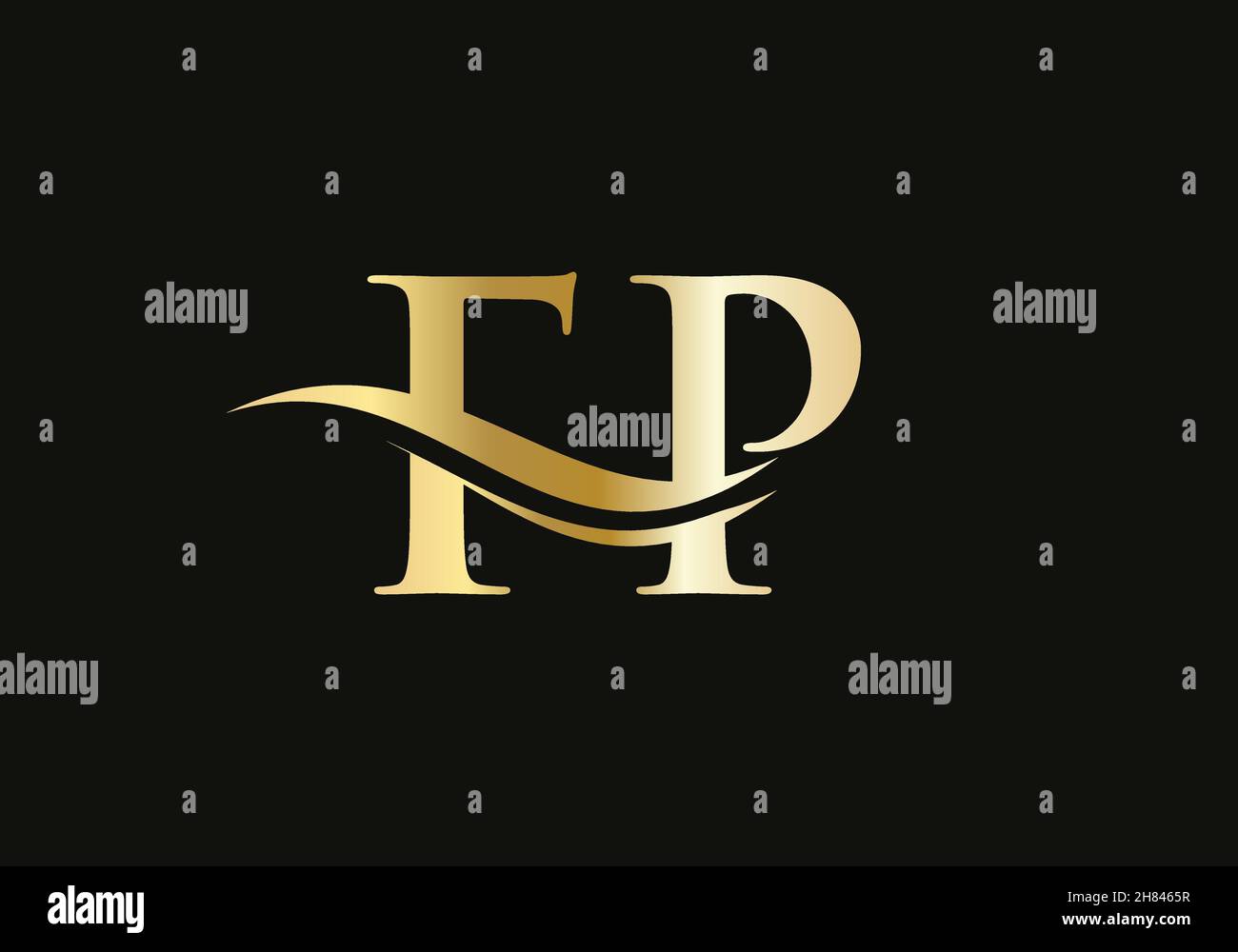 Elegant and stylish FP logo design for your company. FP letter logo. FP Logo for luxury branding. Stock Vector