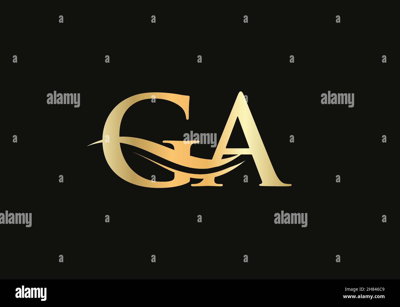 Initial GA letter linked logo vector template. Swoosh letter GA logo design. G A Logo design with modern trendy Stock Vector