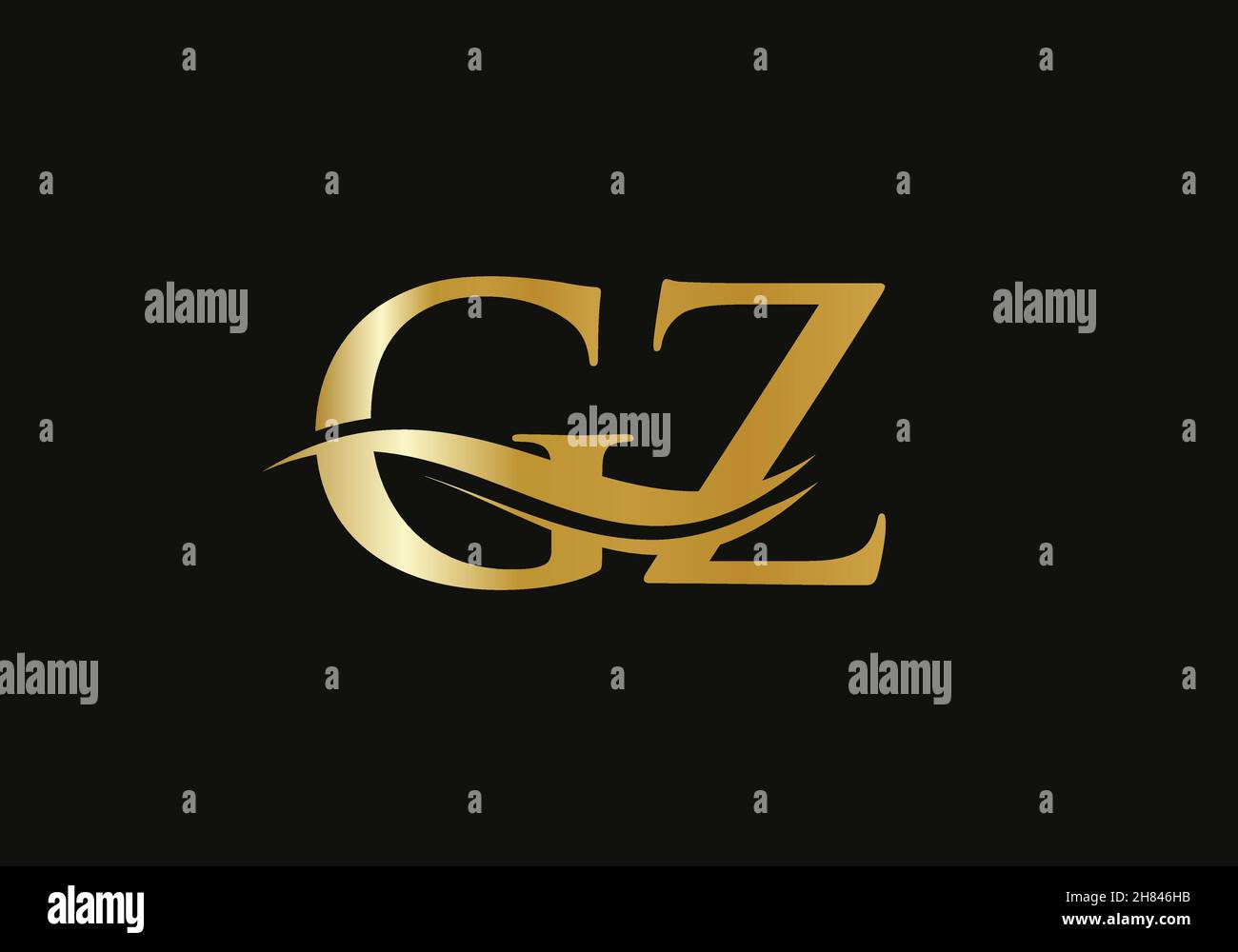Elegant and stylish GZ logo design for your company. GZ letter logo. GZ Logo for luxury branding. Stock Vector
