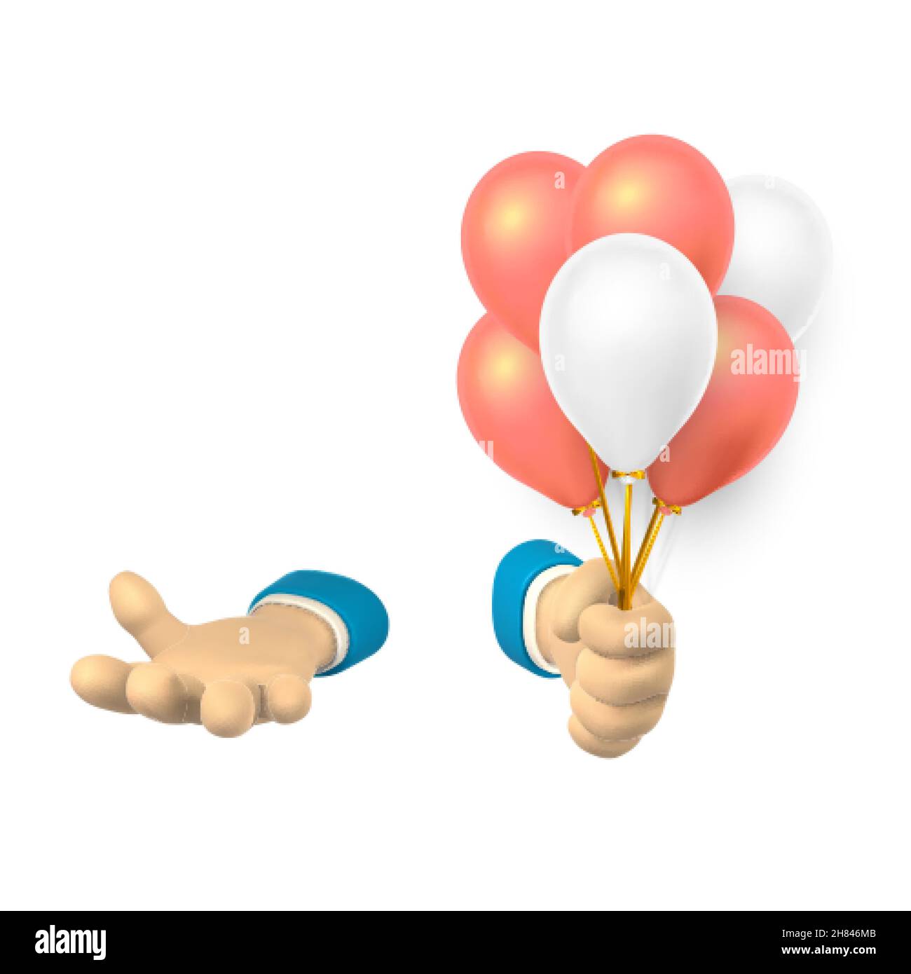 Cartoon character hands. One empty hand and the other with a bunch of ...