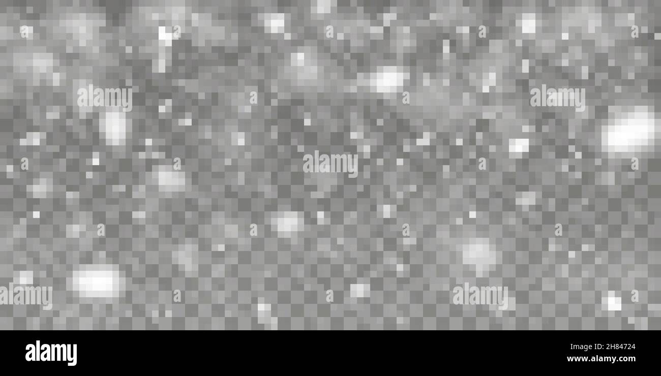 Christmas snow. Falling snowflakes on transparent background. Snowfall ...