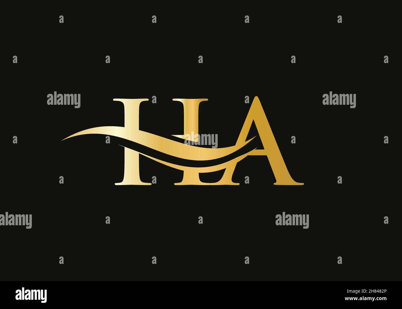 Initial HA letter linked logo vector template. Swoosh letter HA logo design. H A Logo design with modern trendy Stock Vector