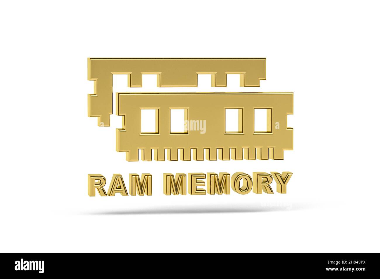 Golden 3d RAM Memory icon isolated on white background - 3d render ...