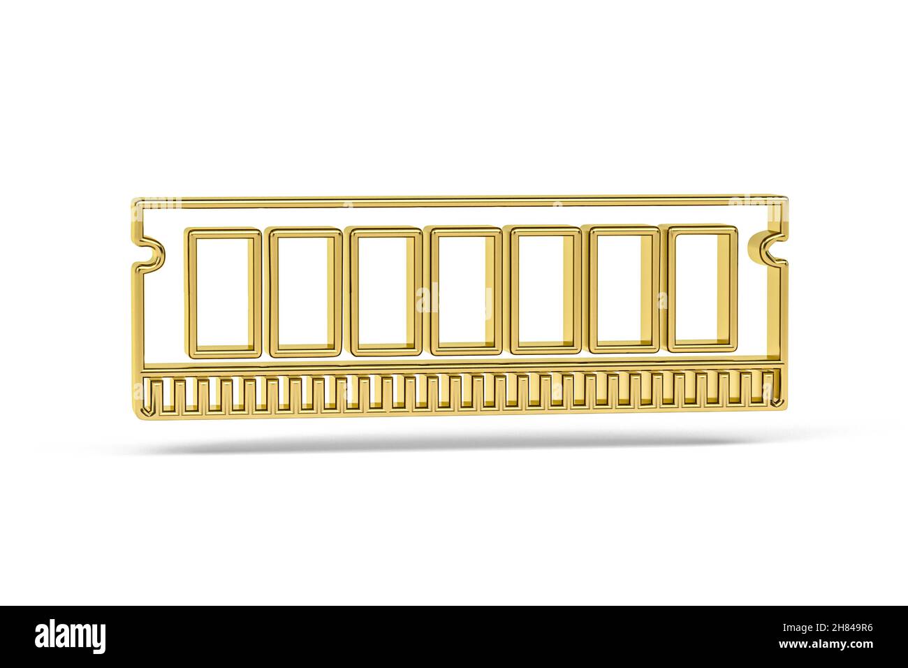 Golden 3d RAM Memory icon isolated on white background - 3d render ...
