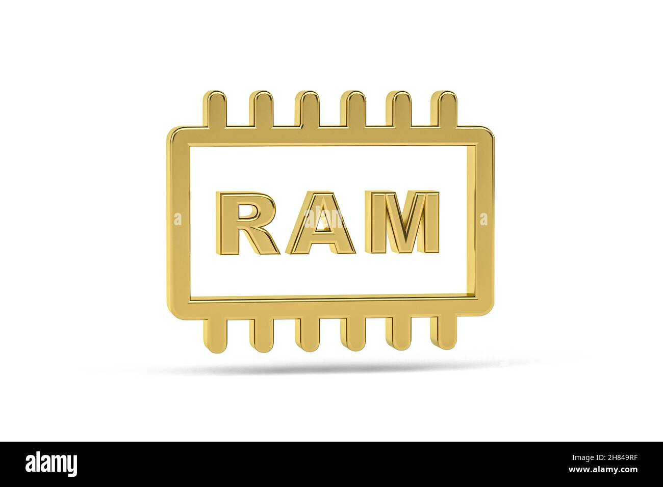 Golden 3d RAM Memory icon isolated on white background - 3d render ...