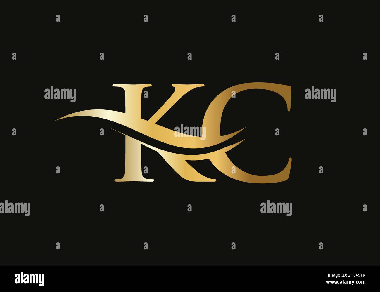 Initial Gold letter KC logo design. KC logo design with modern trendy ...
