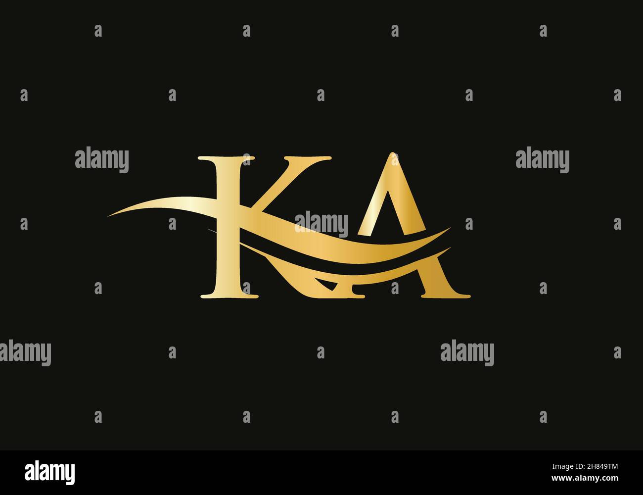 Initial KA letter linked logo vector template. Swoosh letter KA logo design. K A Logo design with modern trendy Stock Vector