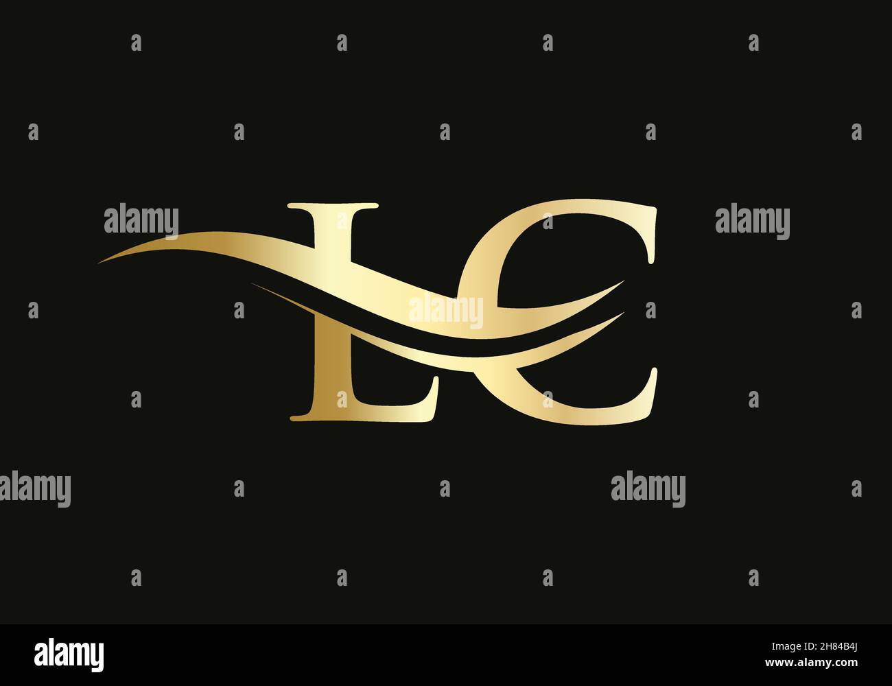 Initial Gold letter LC logo design. LC logo design with modern trendy Stock Vector