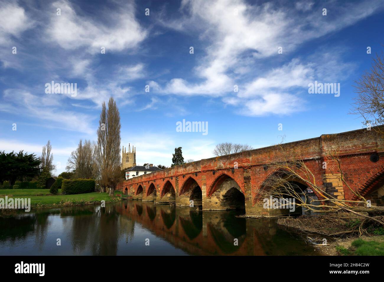 Bridge over the river Great Ouse, Great Barford village, Bedfordshire