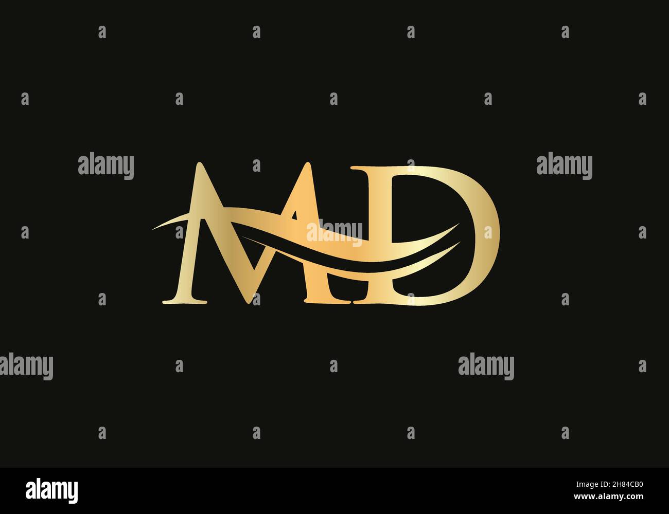 Gold MD letter logo design. MD logo design with creative and modern trendy Stock Vector Image