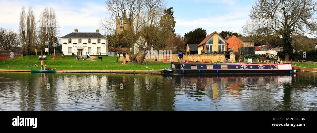 The Anchor pub, river Great Ouse, Great Barford village, Bedfordshire