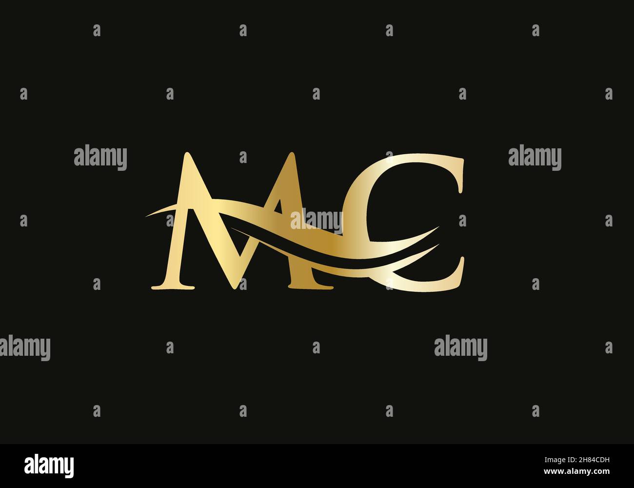 Initial Gold letter MC logo design. MC logo design with modern trendy