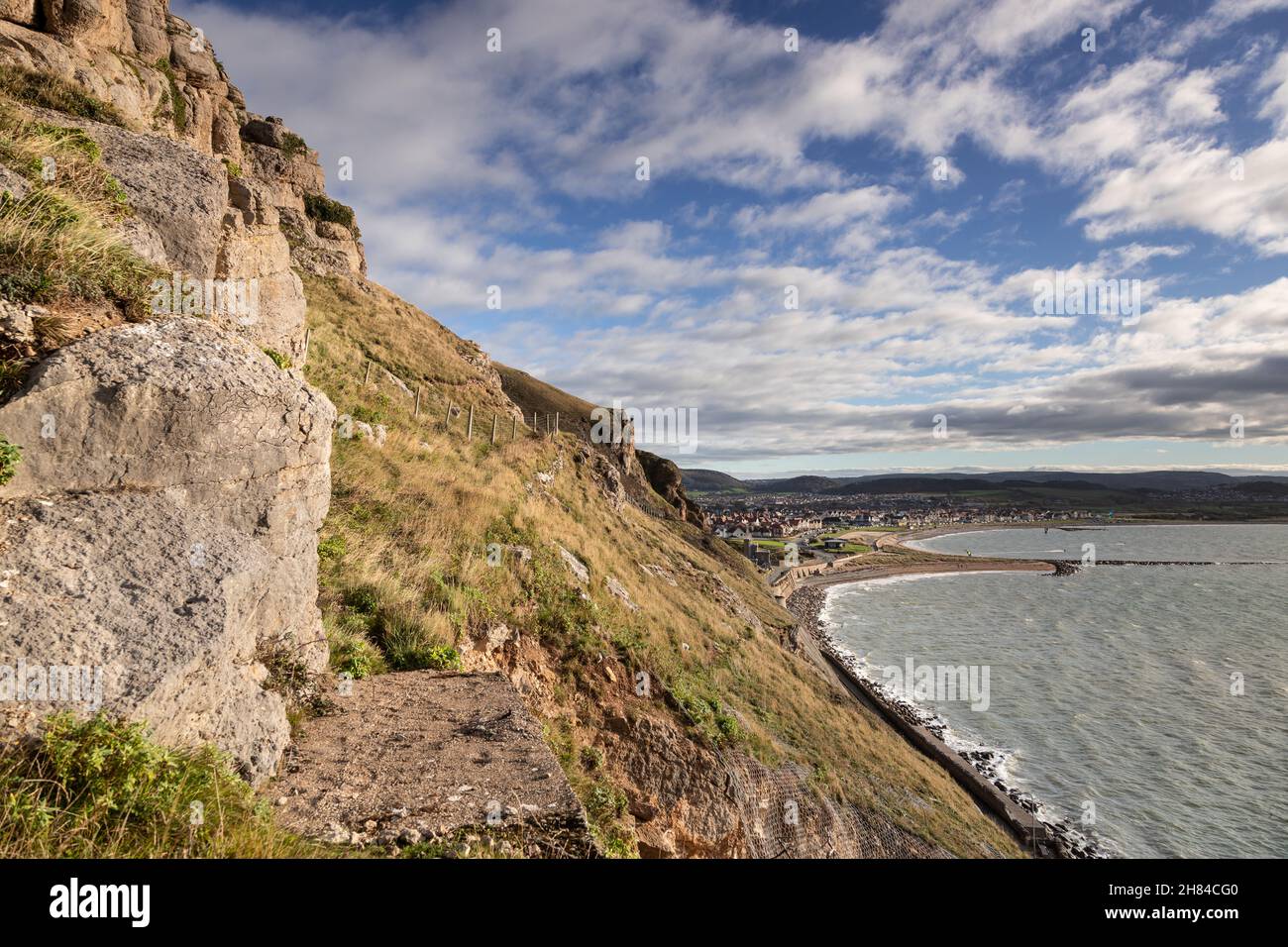 Great Orme limestone headland, Llandudno, North Wales coast Stock Photo