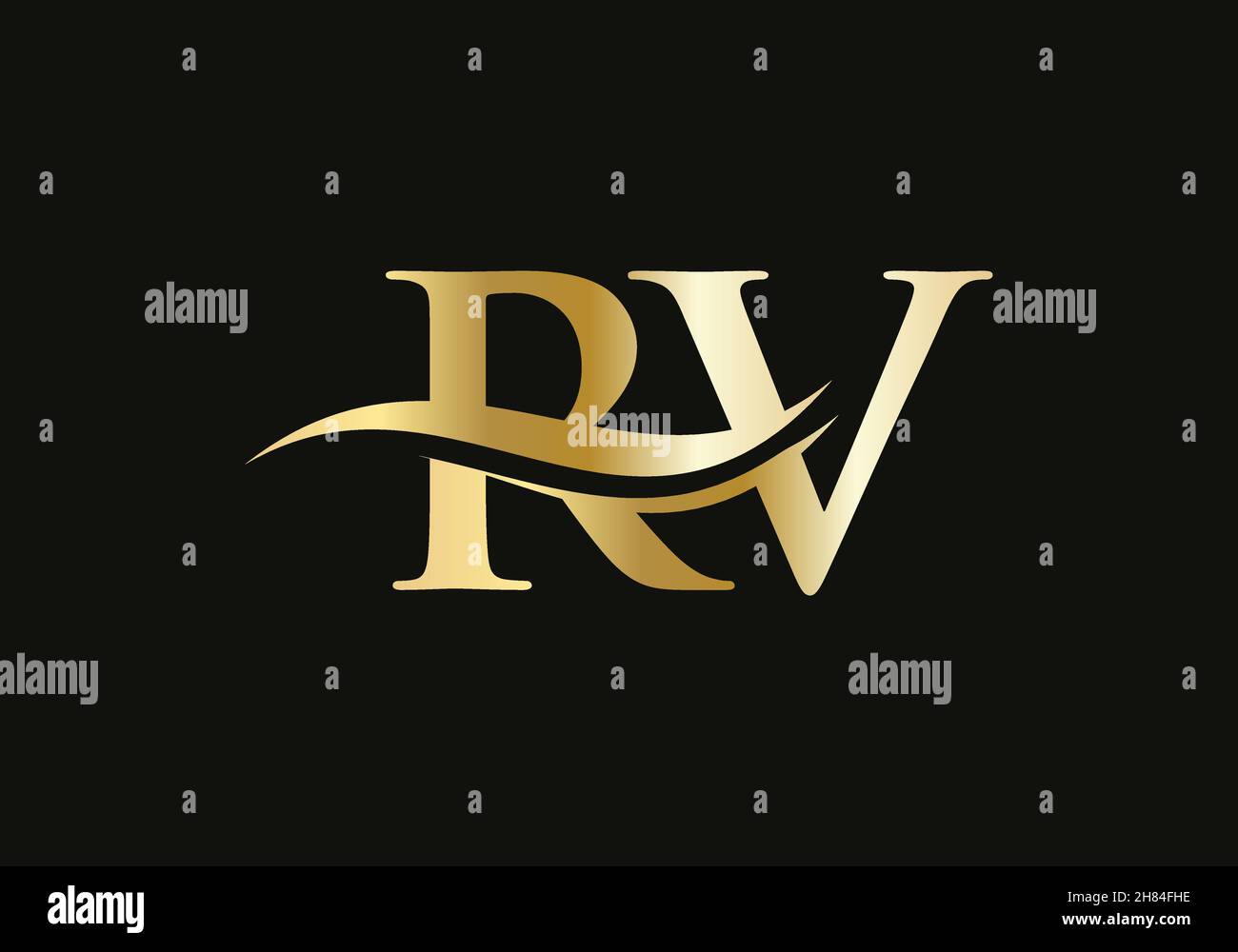 Modern RV logotype for luxury branding. Initial RV letter business logo design vector Stock Vector