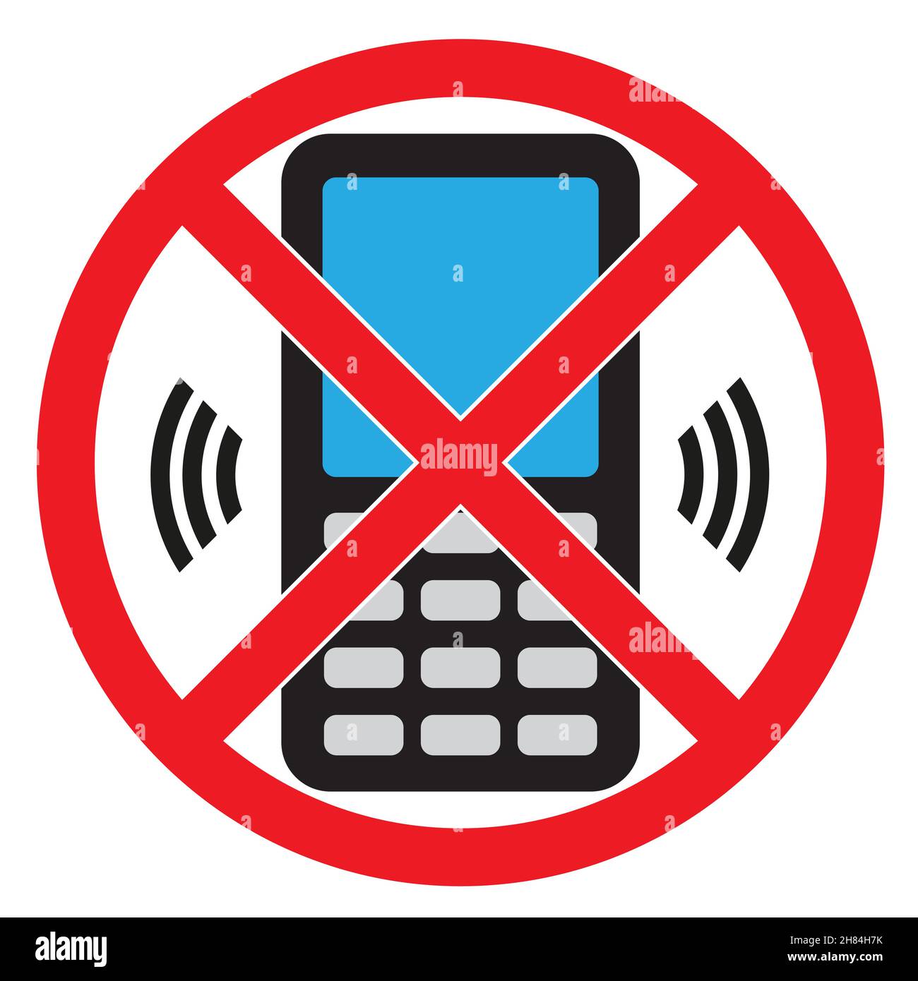 Phone warning stop sign icon. Push button telephone turn off. Vector ...