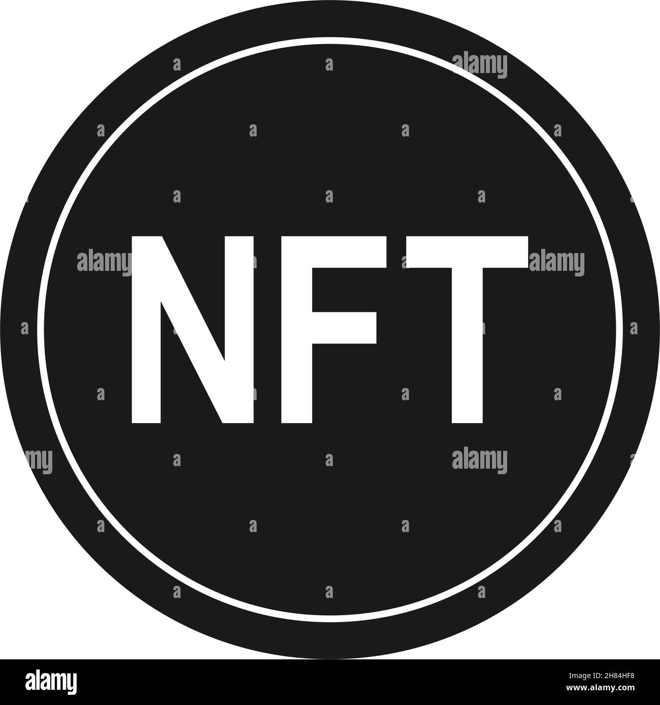 NFT coin or non-fungible token in outline vector icon Stock Vector