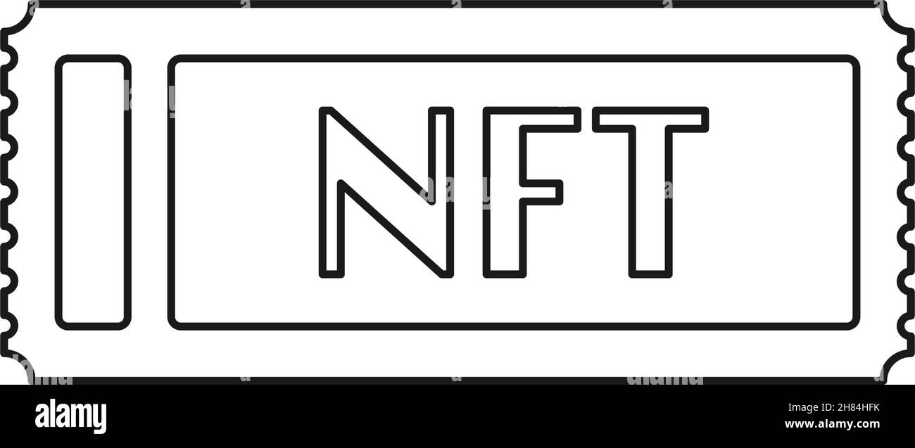 NFT ticket or non-fungible ticket in outline vector icon Stock Vector