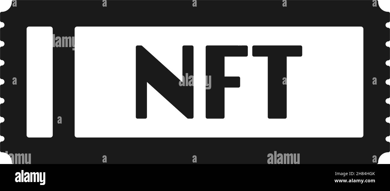 NFT ticket or non-fungible ticket in silhouette vector icon Stock Vector