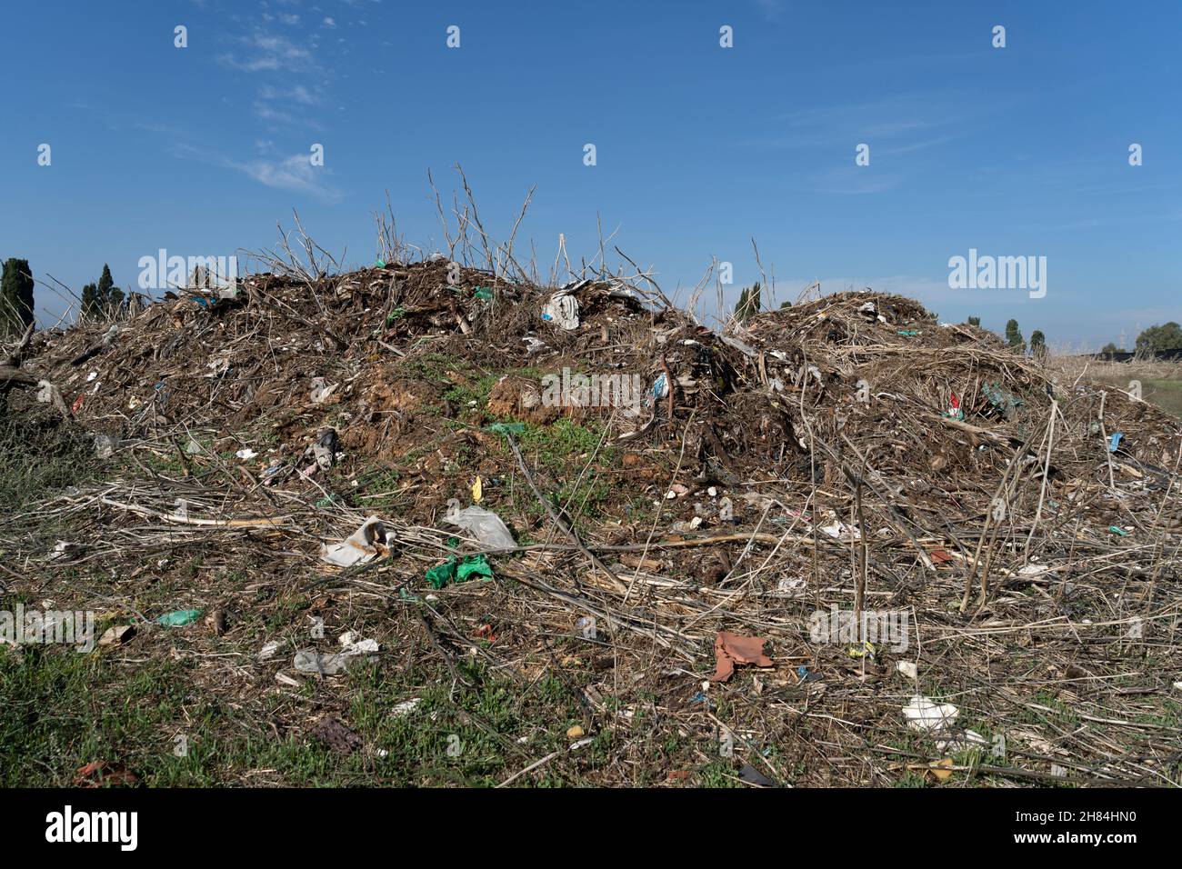Soil contaminated with industrial residues, plastic, iron and nylon