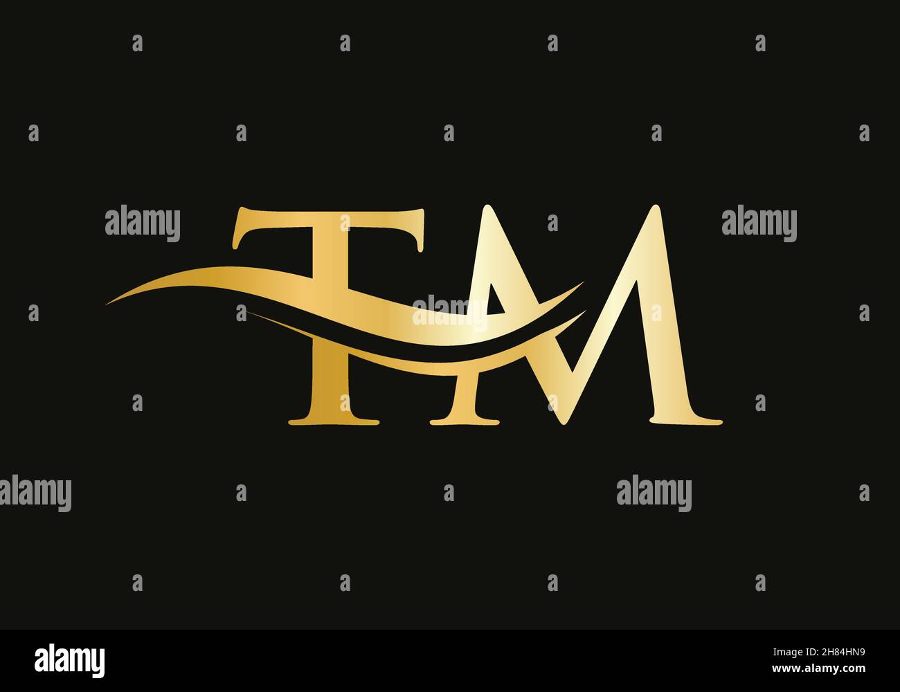 Premium Letter TM Logo Design with water wave concept. TM letter logo design with modern trendy Stock Vector
