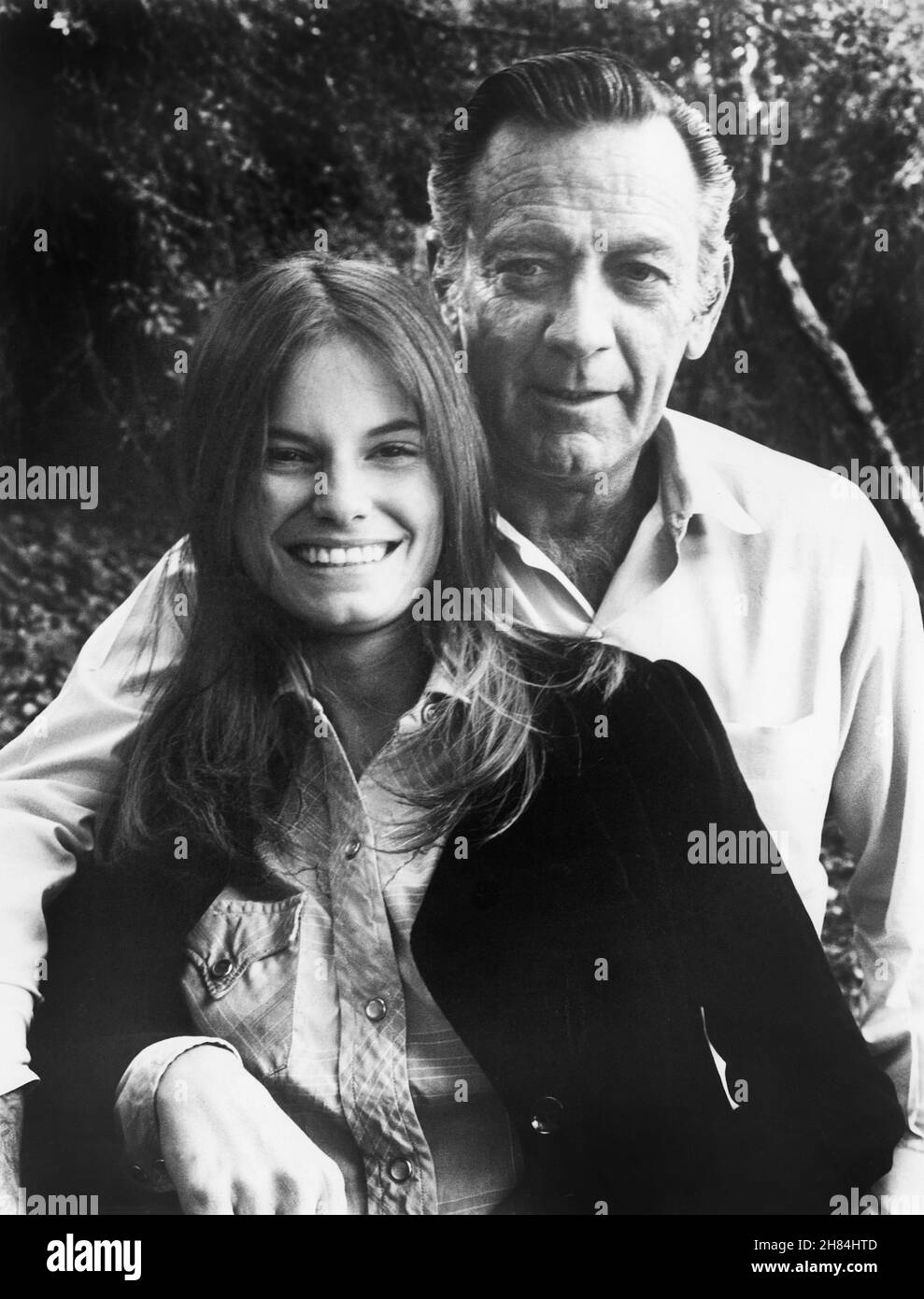 William Holden, Kay Lenz, on-set of the Film, 'Breezy', Universal Pictures, 1973 Stock Photo
