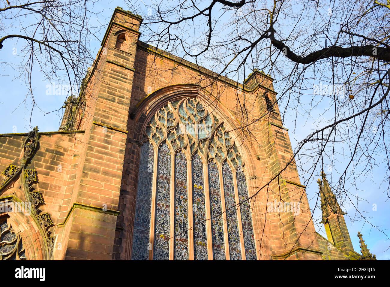 Magnificent Chester cathedral on blue sky background. Stock Photo