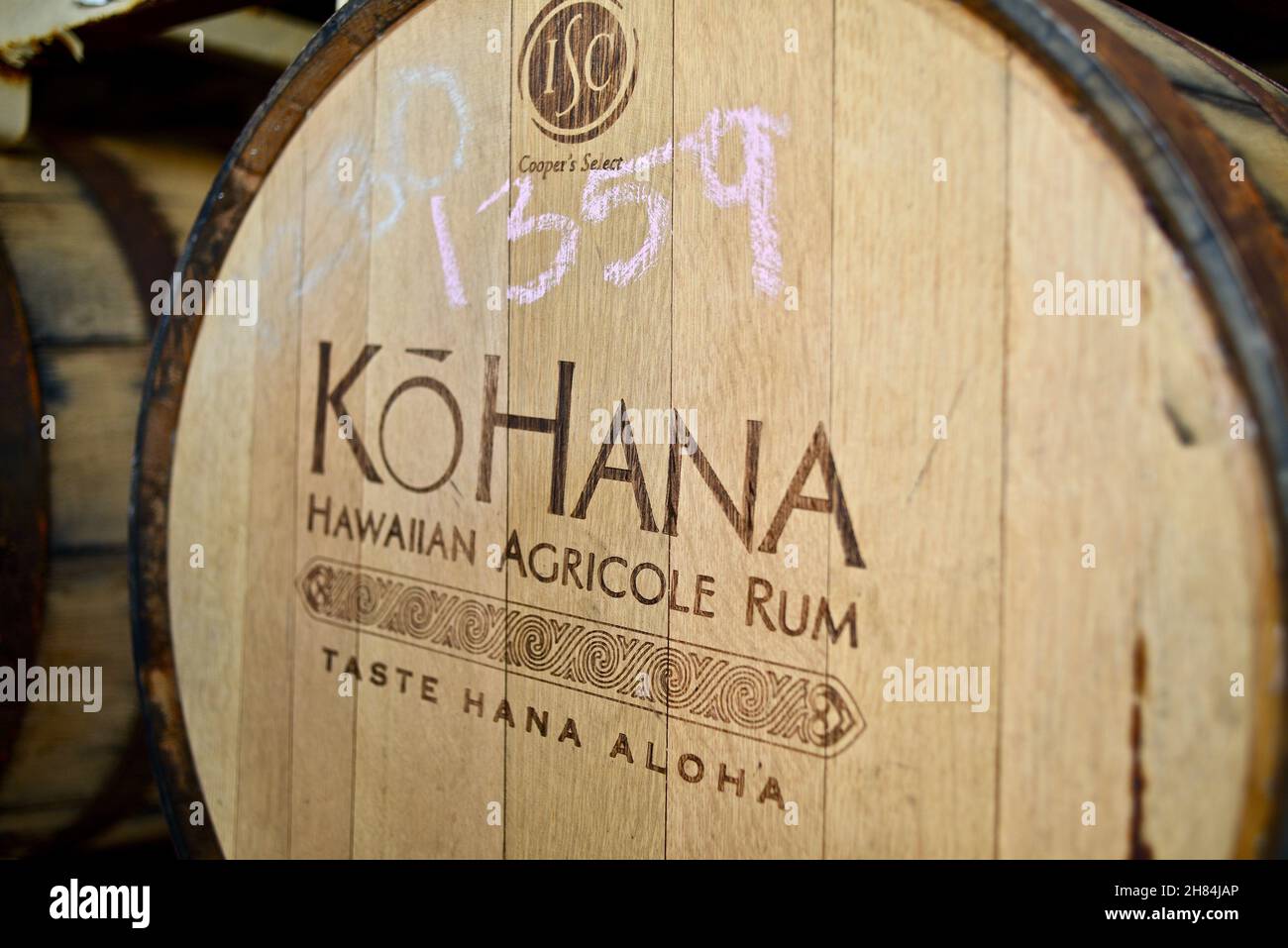 American Oak wooden barrels for aging distilled Hawaiian rum made from