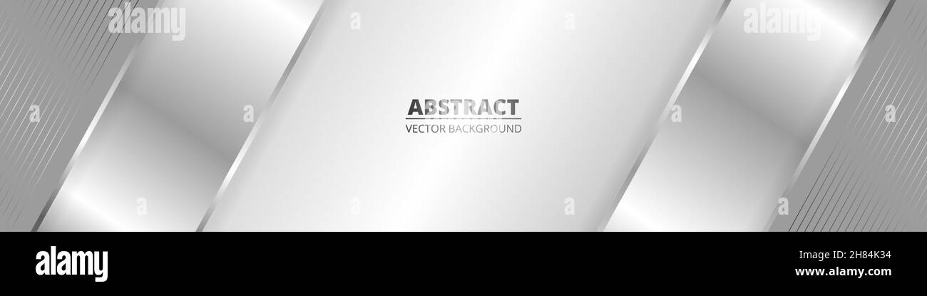 Modern light silver wide metallic banner with silver gradient lines ...