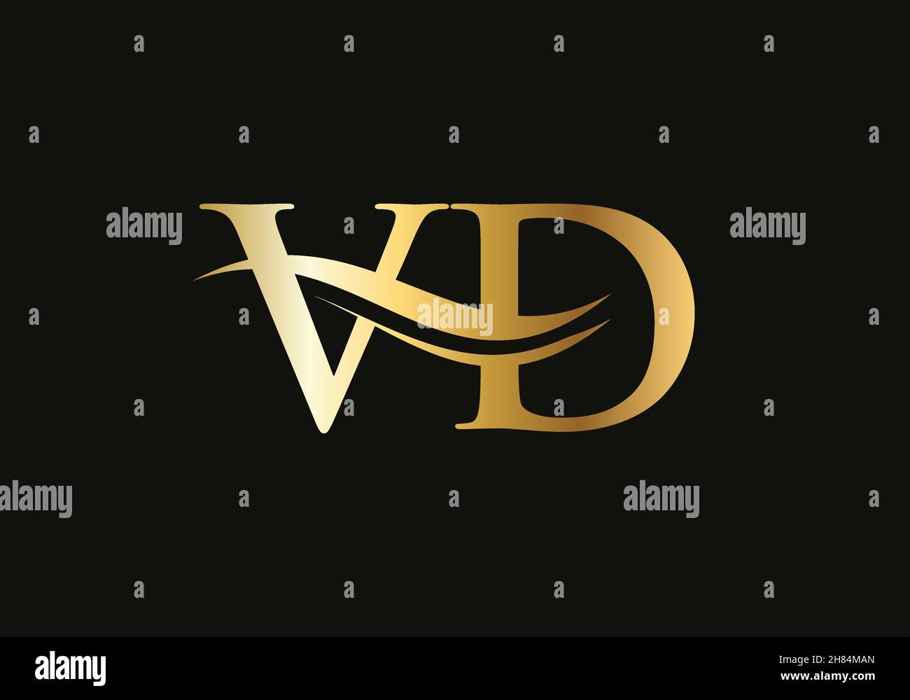 Gold VD letter logo design. VD logo design with creative and modern trendy Stock Vector