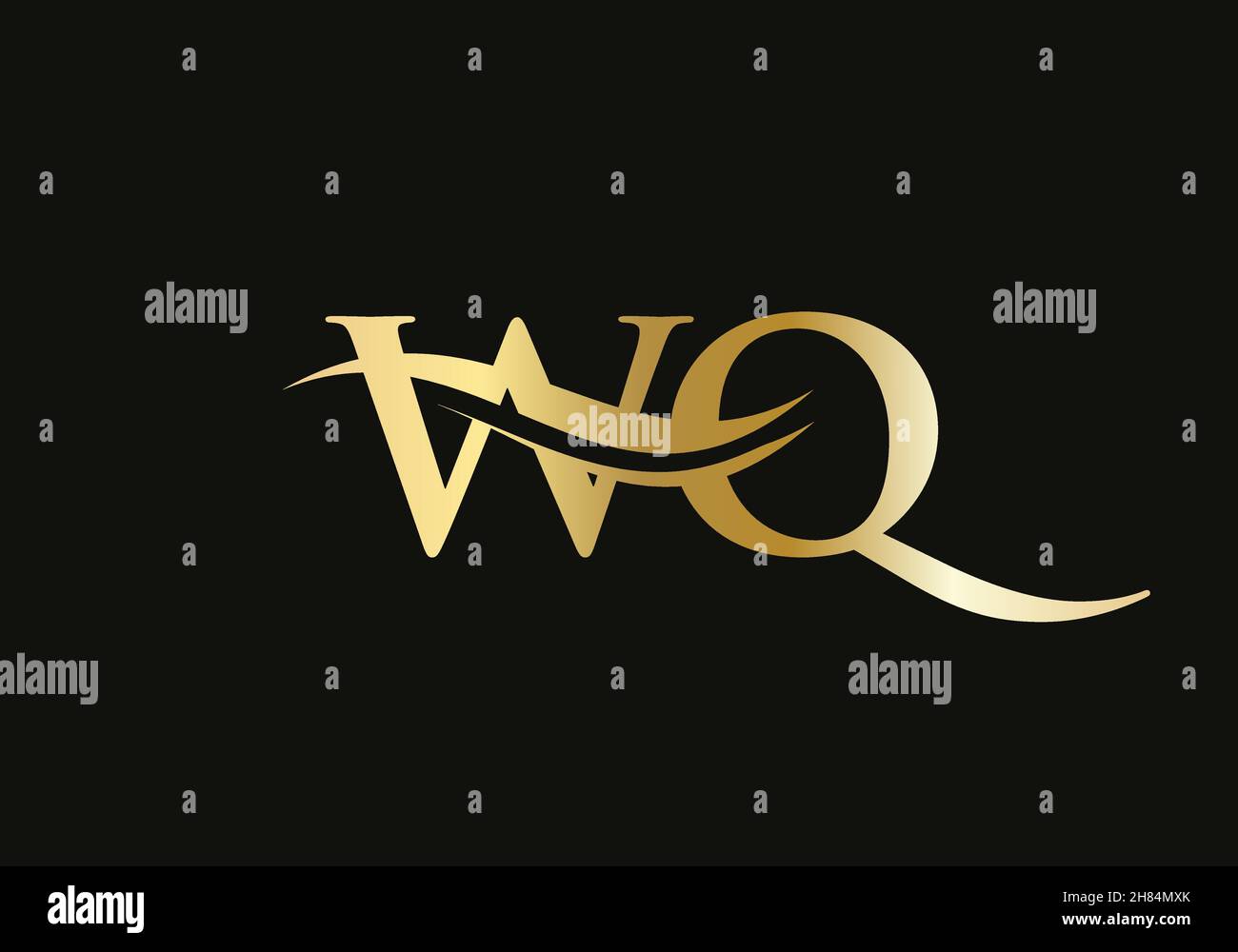 Water Wave WQ Logo Vector. Swoosh Letter WQ Logo Design for business and company identity Stock Vector