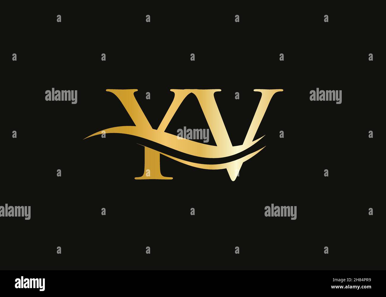 Water Wave YV Logo Vector. Swoosh Letter YV Logo Design for business and company identity Stock Vector